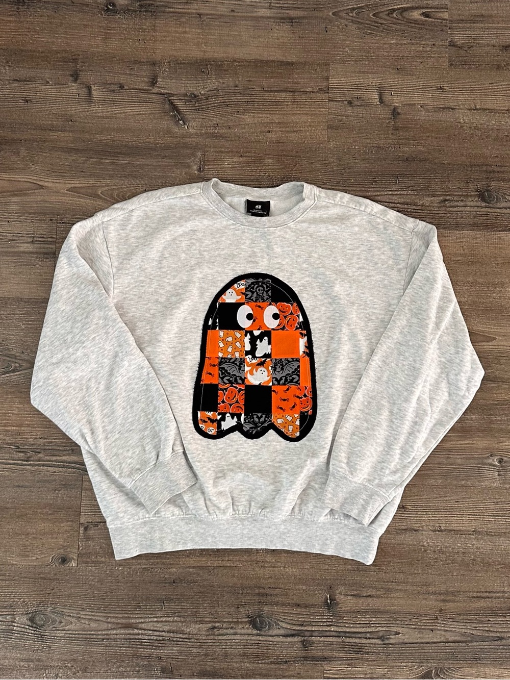 Upcycled Patchwork Ghost Halloween Sweater